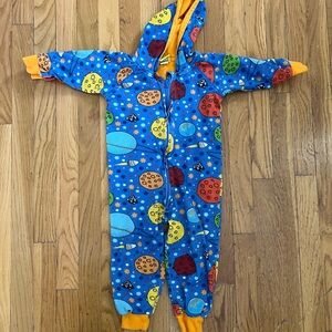 Duns Blue Space Print Hooded Romper Onesie 2T-3T